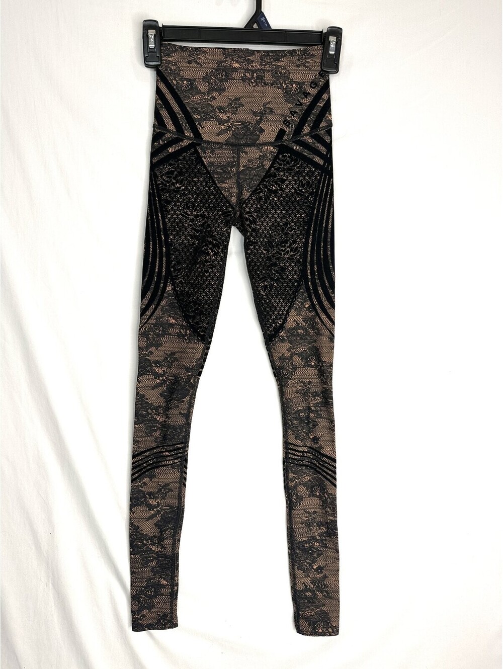 Savage X Fenty Special FX High Waist Leggings XS Black Tan Lace Flocked